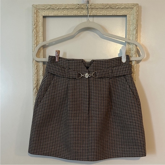 Maje Tan Houndstooth Mini Skirt - Picture 2 of 4
